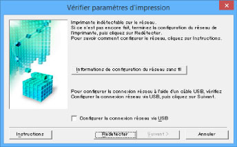 figure : Écran Vérifier paramètres d'impression